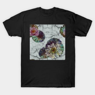 Lotus flowers White Marble T-Shirt